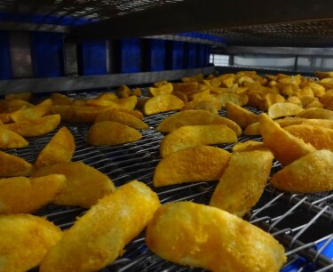 lomax potato wedges in spiral freezer